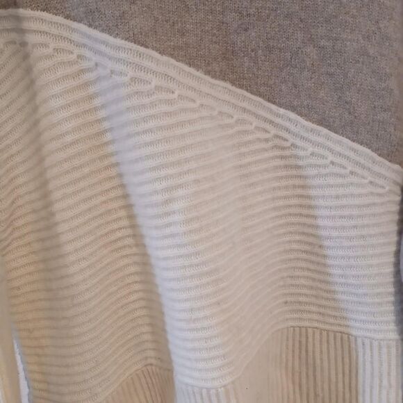 French-connection Women's Wool Blend Tan and Cream Color Block Sweater M - Picture 3 of 5